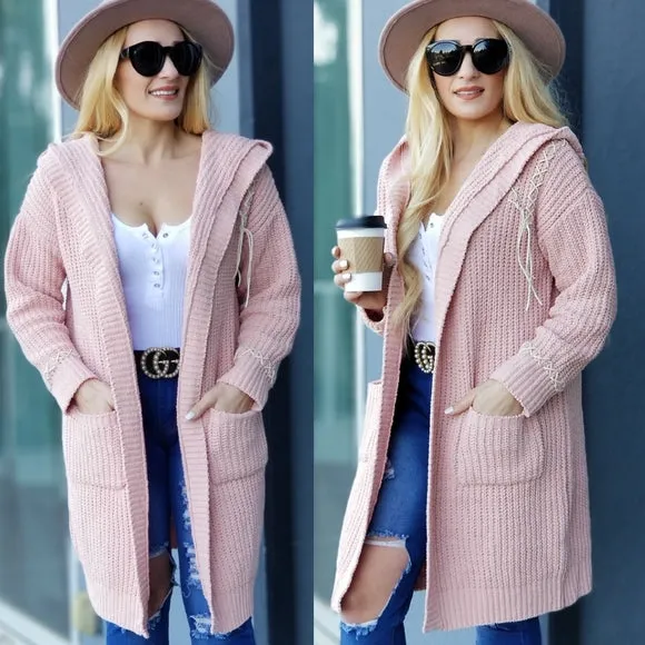 ABIGAIL Blush Pink Cardigan Long Sleeve