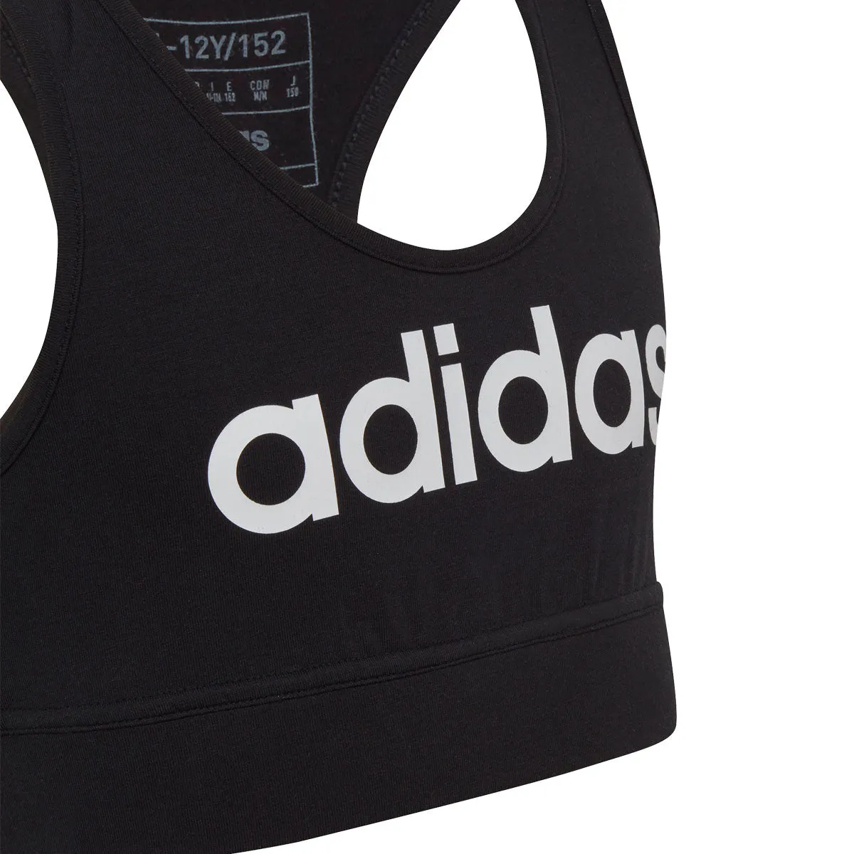 adidas Essentials Linear Logo Cotton Sports Bra - Girls - Black/White