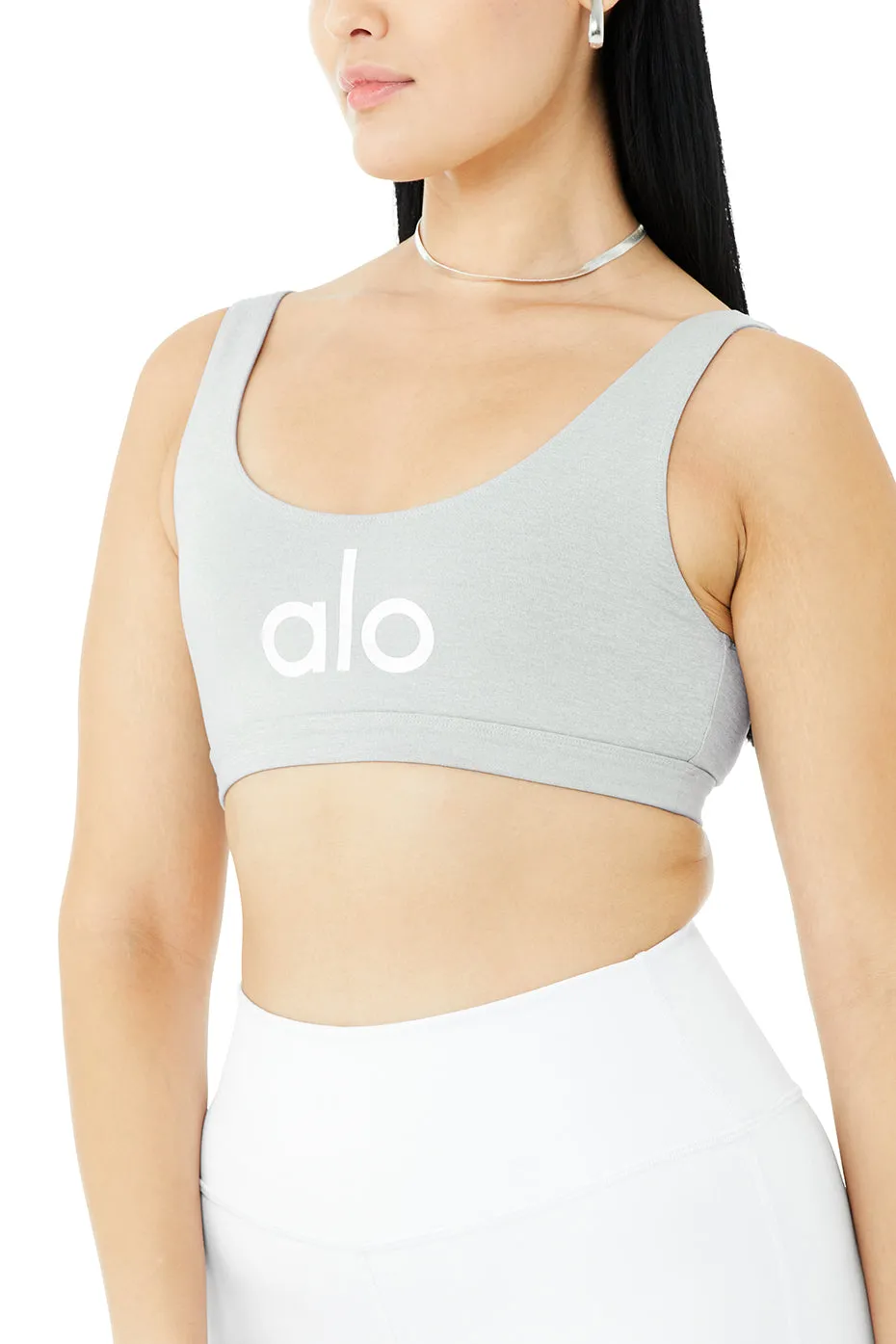 Ambient Logo Bra - Athletic Heather Grey/White