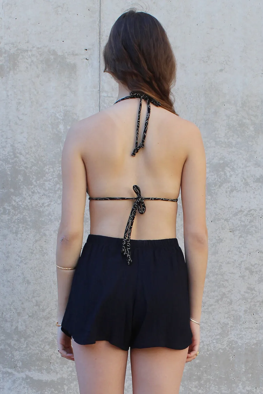 Bikini Top - Black with Leaves