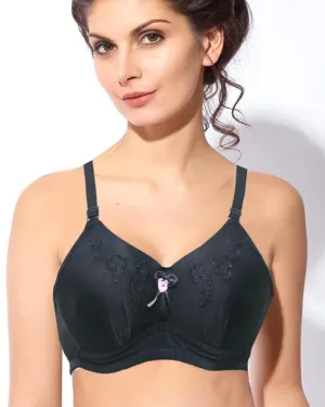 Black Pushup Bra - Embroidered Bra - Black Bra