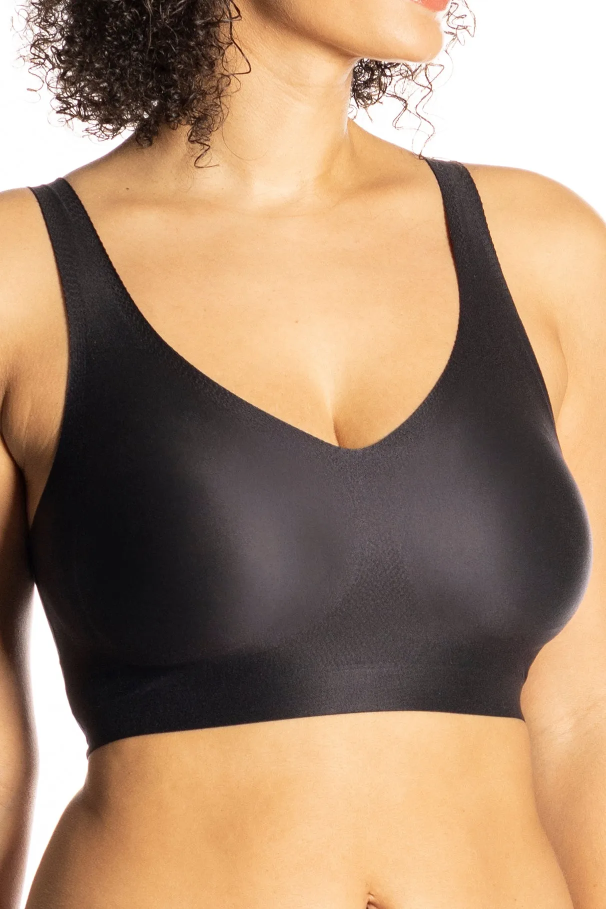 Brushed V-Neck Bra with Removable Pads