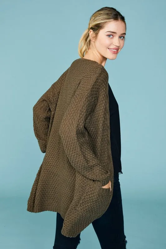 Cable Knit Waffle Cardigan