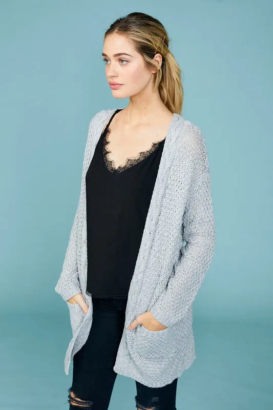 Cable Knit Waffle Cardigan