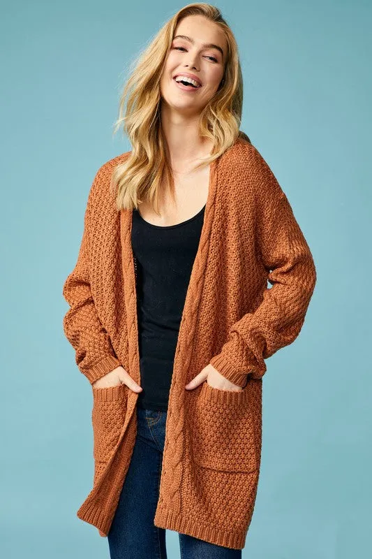 Cable Knit Waffle Cardigan