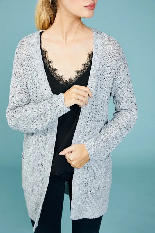 Cable Knit Waffle Cardigan