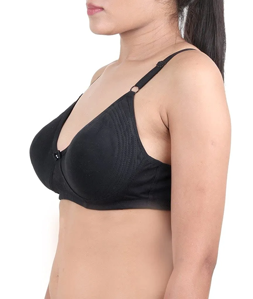 Cotton Non Padded Full Coverage Black Women's Bra