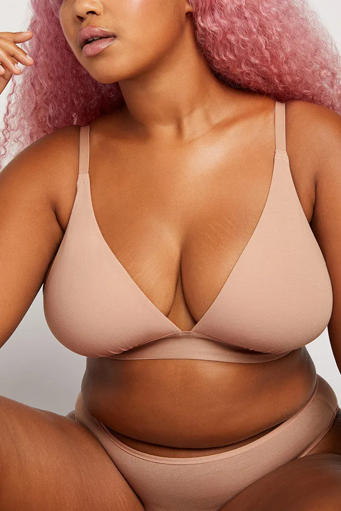 Cotton Triangle Bra in Buff