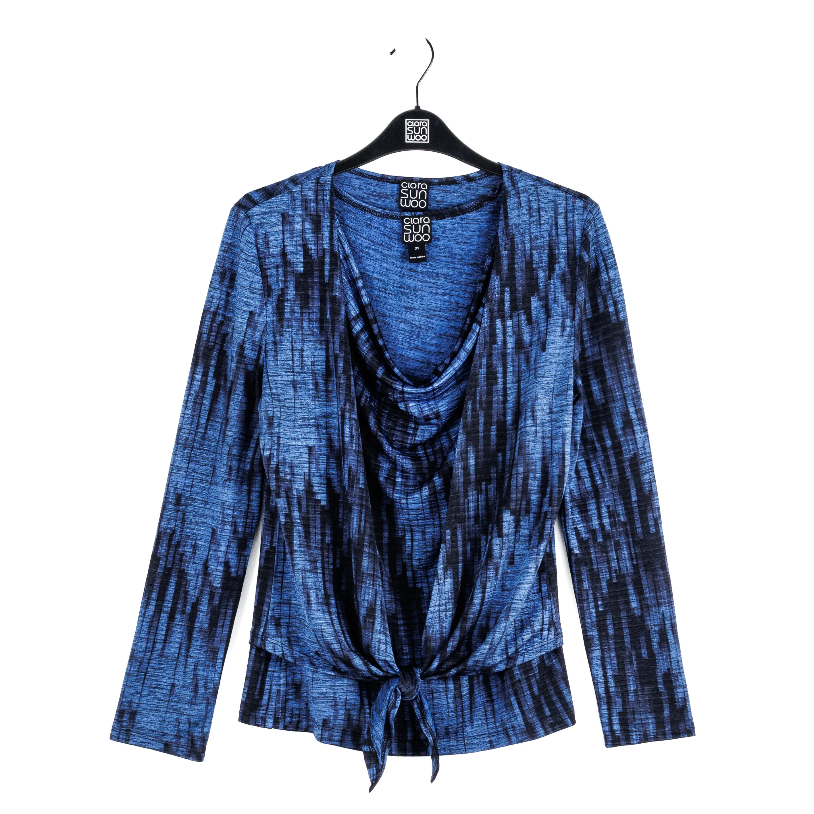 Crinkle Pleat Knit - 2pc Cardigan & Cowl Tank Twinset - Water Ripple-Cobalt