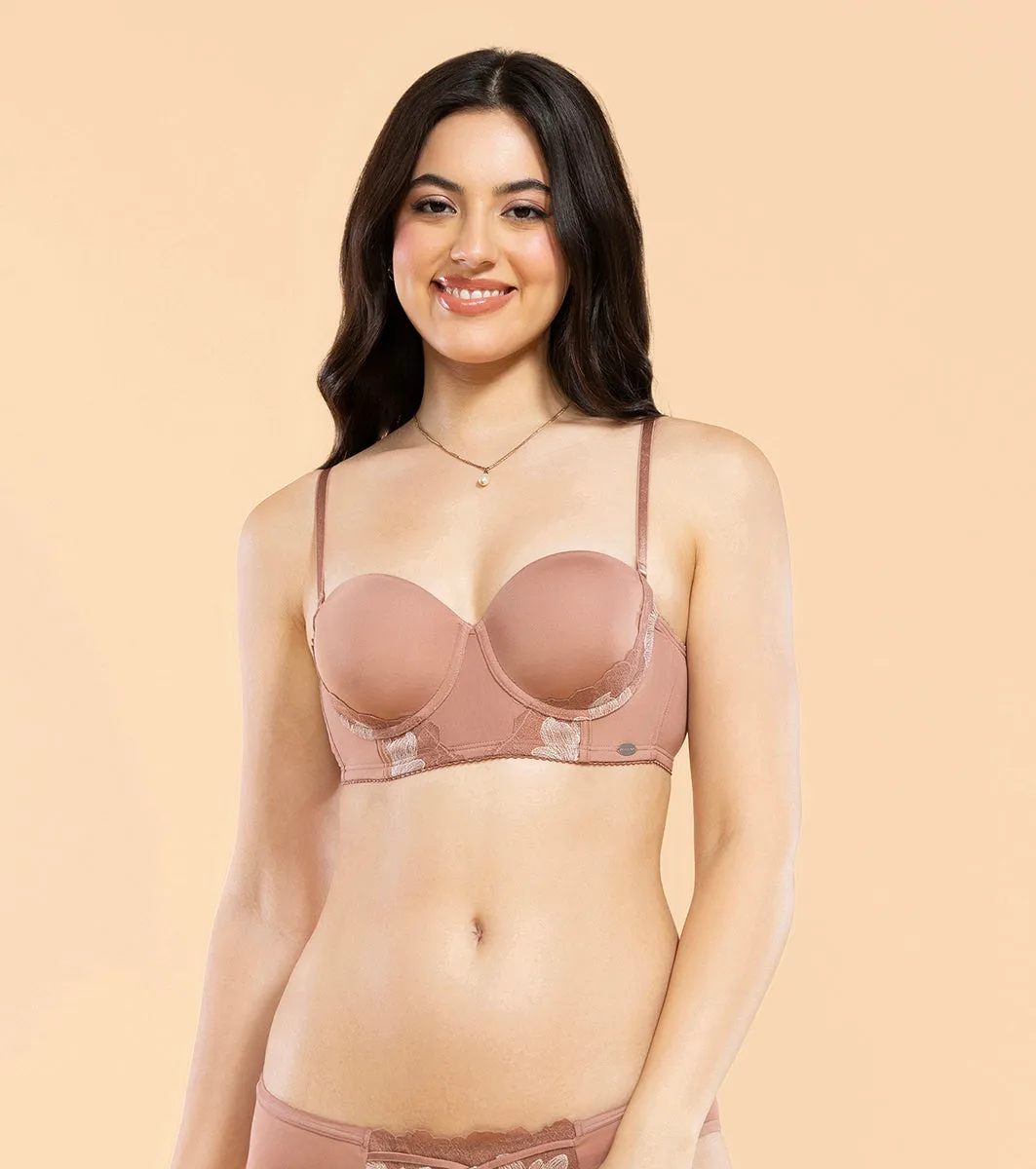 Enamor F143 Luxe Multiway Lace Balconette Bra - Padded, Wired, Medium Coverage