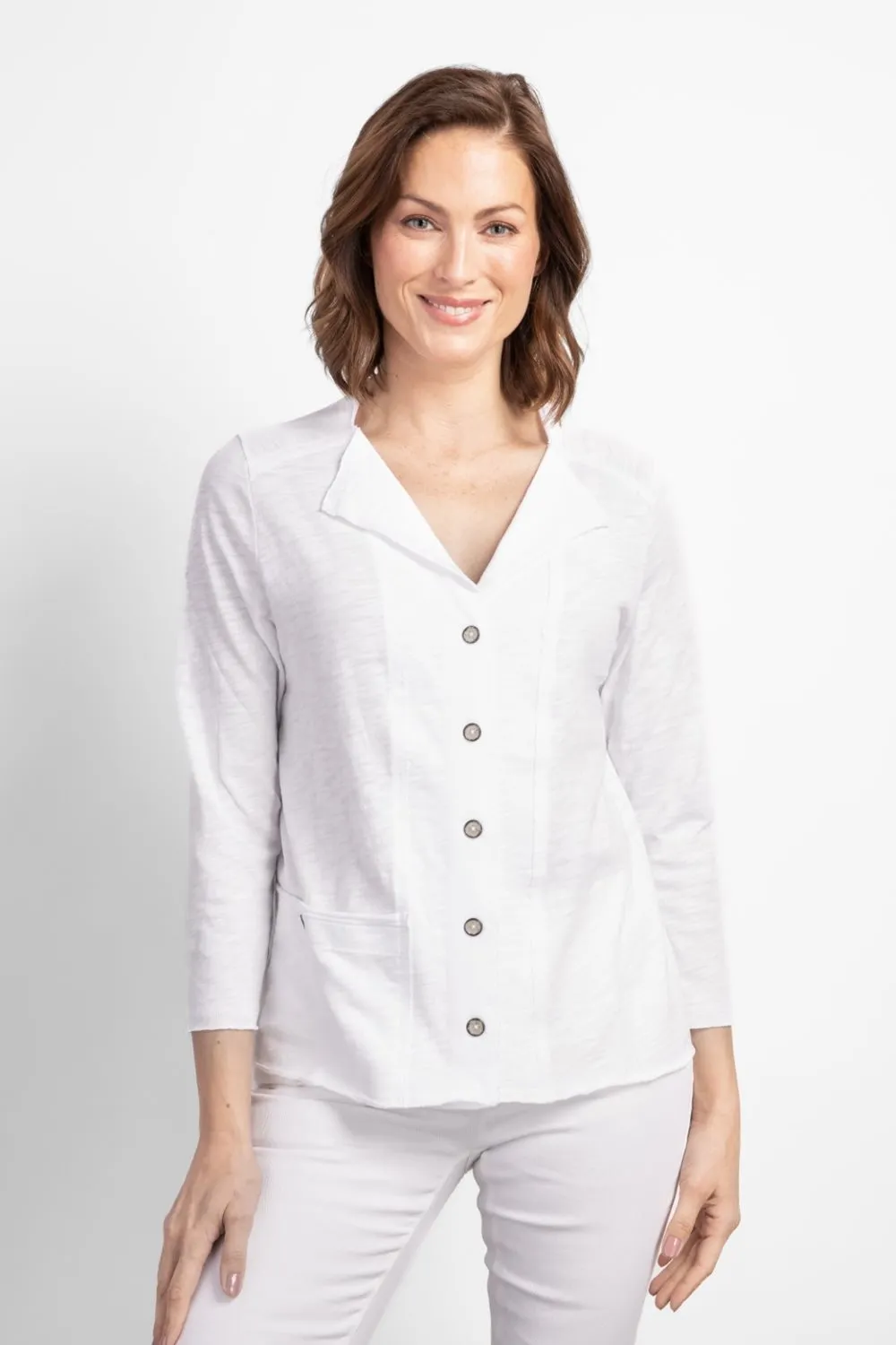 Habitat, 27545 Rolled Edge Cardigan, White