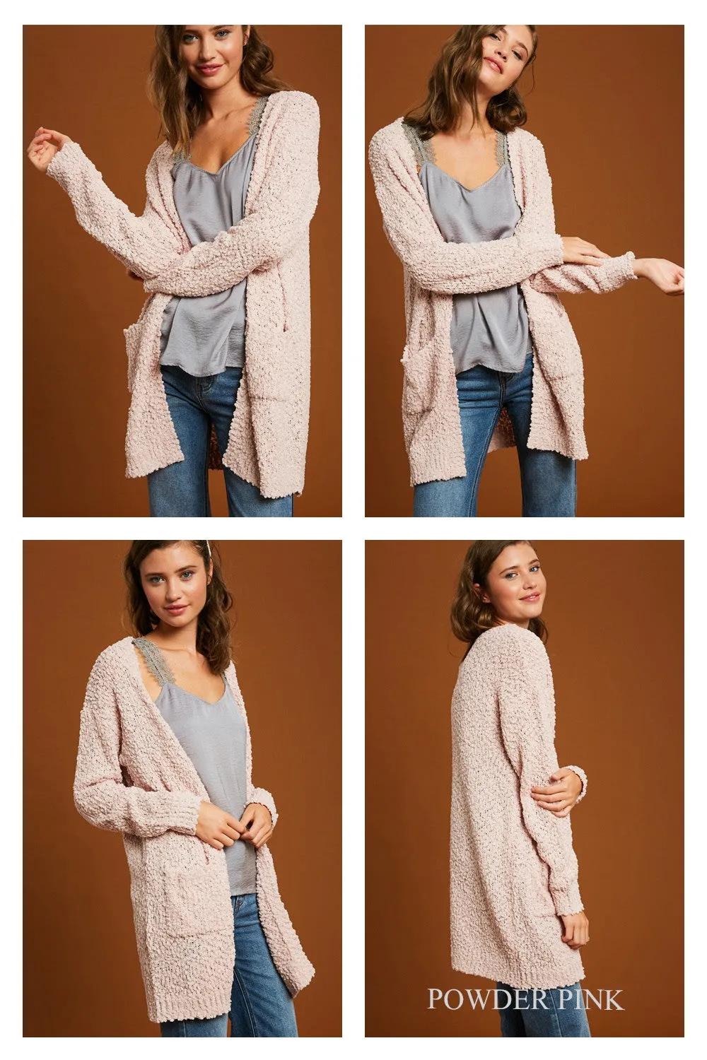 Hailey Popcorn Cardi in Powder Pink