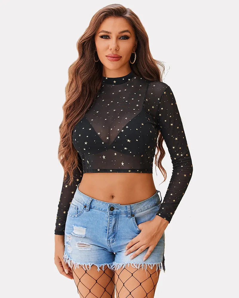 Halloween Mesh Y2K Crop Top