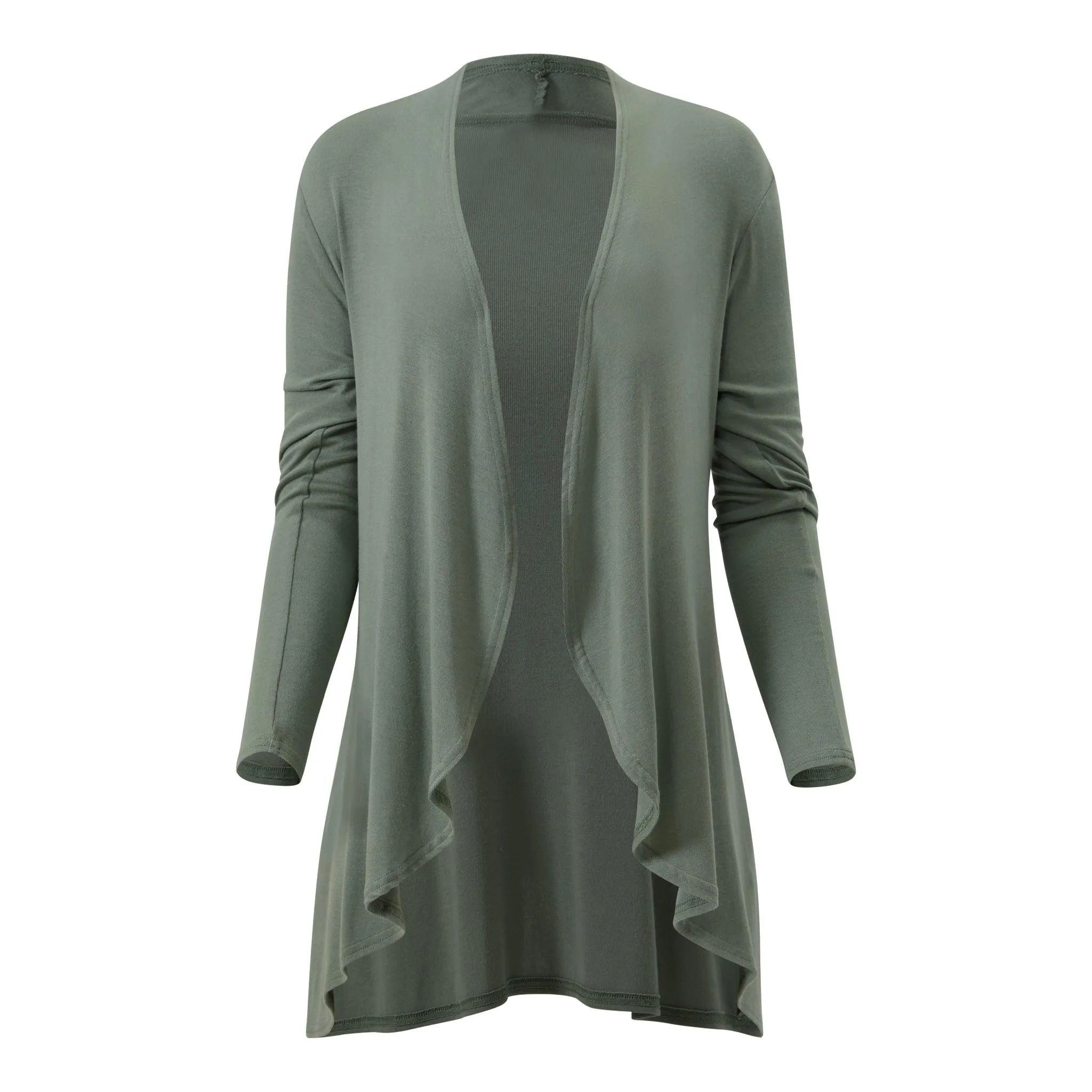 Hampton Open Front Travel Cardigan with Pockets in Eco-Cashmere Sage Green