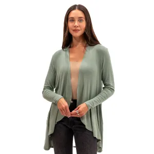 Hampton Open Front Travel Cardigan with Pockets in Eco-Cashmere Sage Green