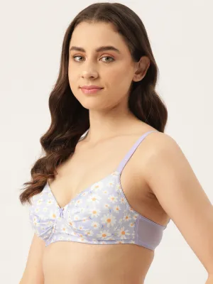 Leading Lady Women's Pack of 2 Solid & Printed T-Shirt Bra with Full Coverage and Non Wire [ BRA-4075-4049-2 ]