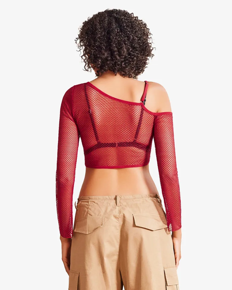 Long Sleeve Fishnet Shirt See Through Tops