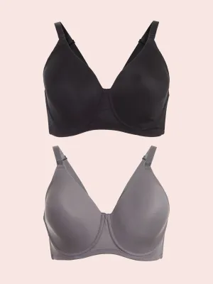 Loving Moments Full Coverage T-Shirt Nursing Bra 2-Pack