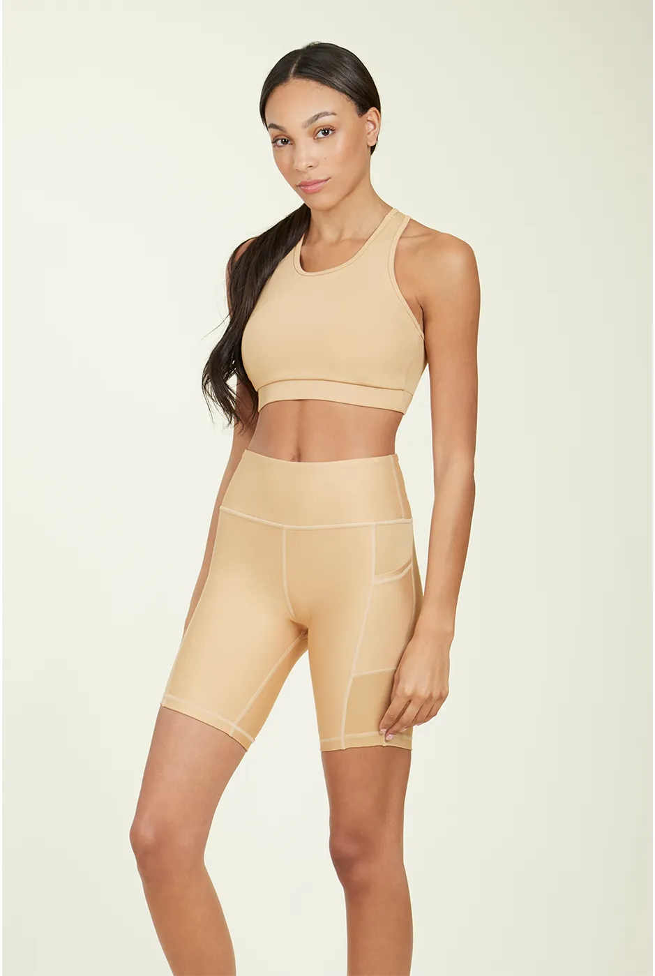 Over-Time Recycled Poly Sports Bra in Doe