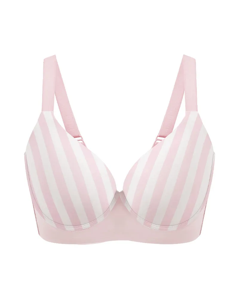 SheCurve®Back Smoothing Push-Up Plunge Bra - Pink Stripe