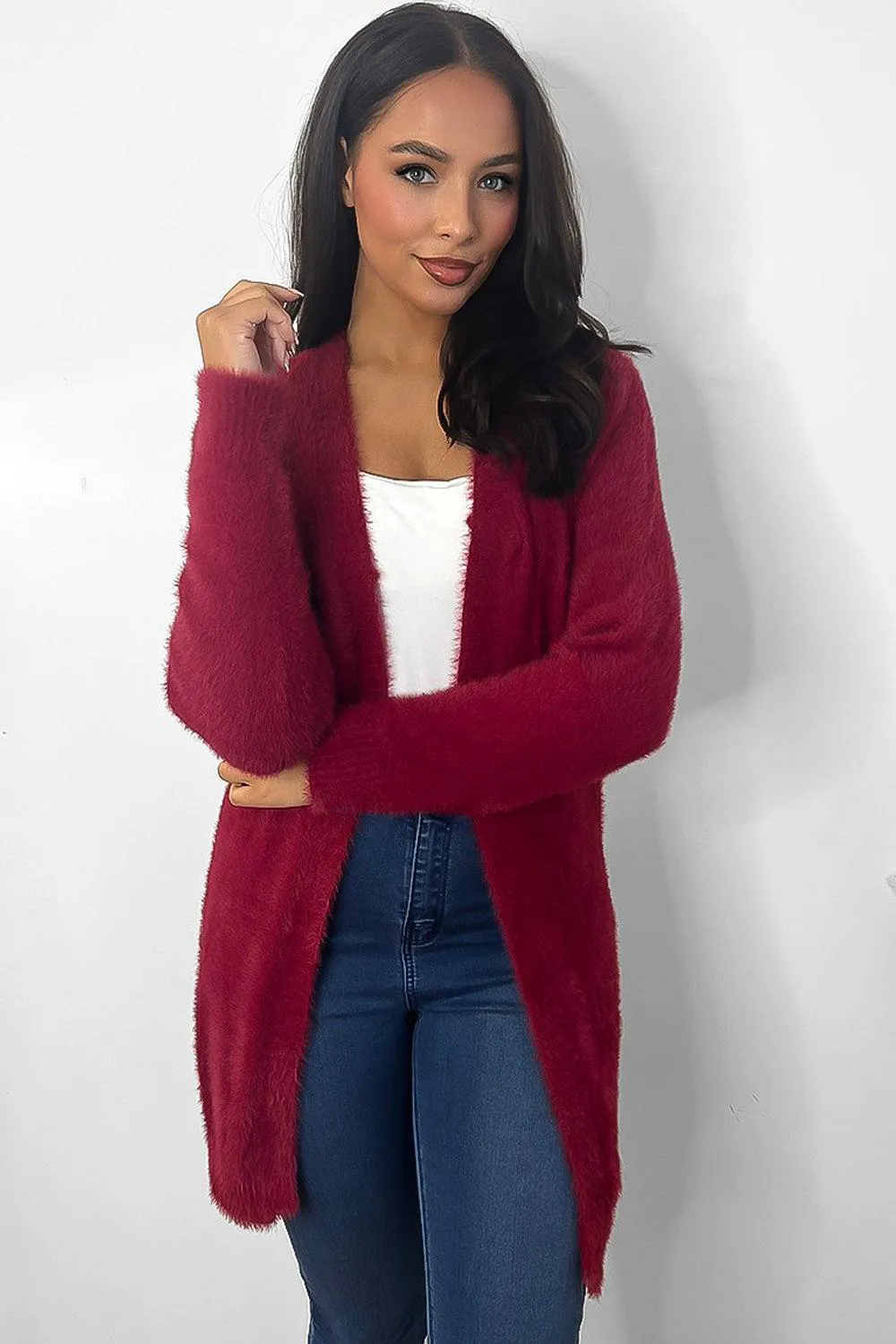 Soft Fluffy Knit Open Front Cardigan