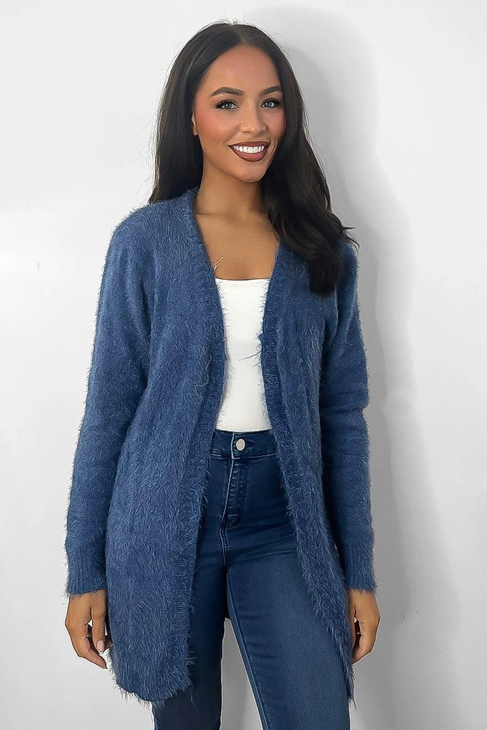 Soft Fluffy Knit Open Front Cardigan