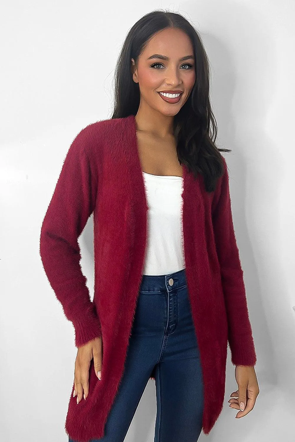 Soft Fluffy Knit Open Front Cardigan