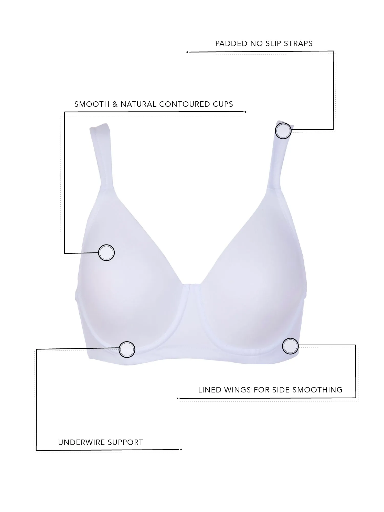 The Brigitte Full Coverage - Padded Underwire T-Shirt Bra