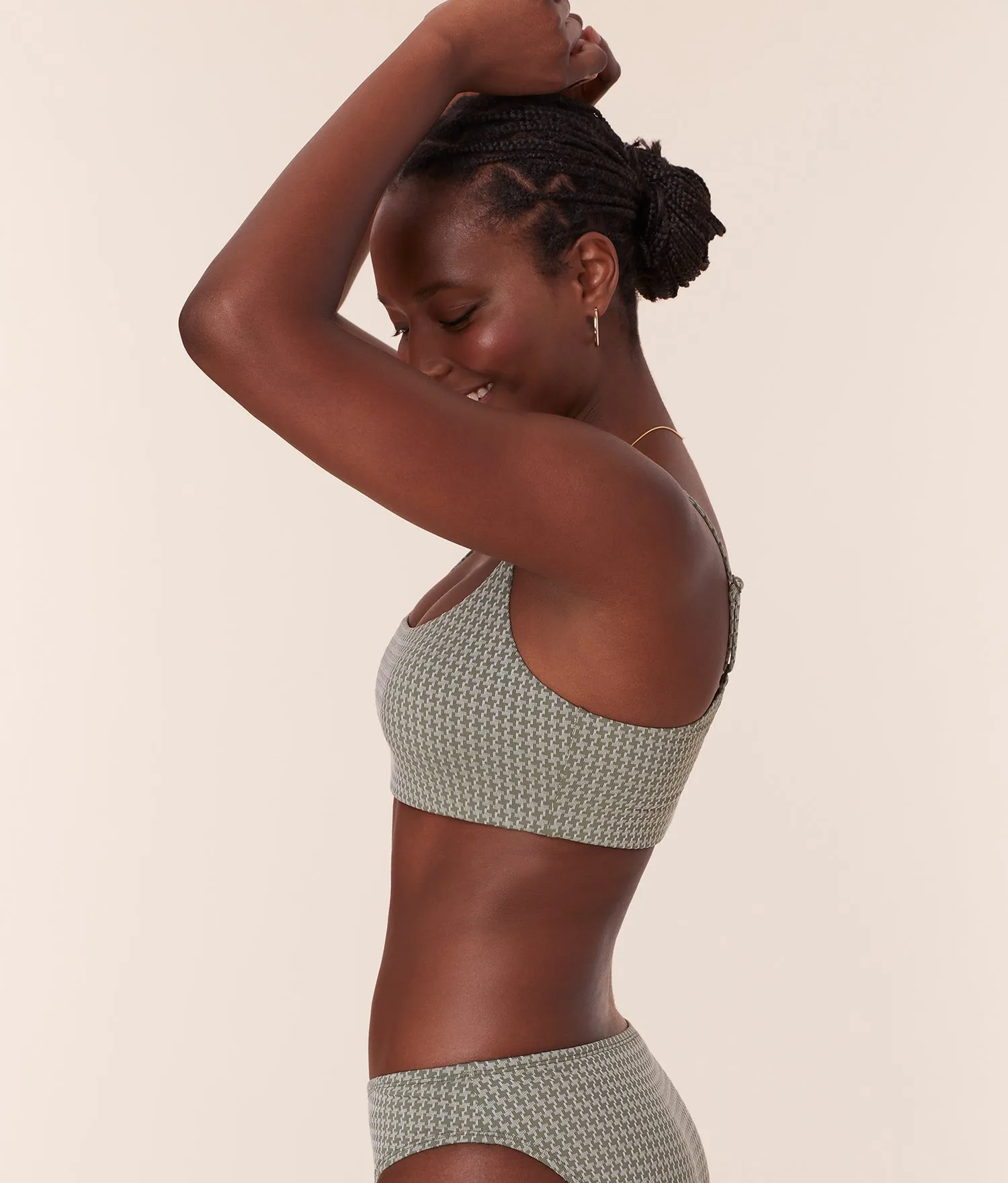 The Maui Bikini Top - Houndstooth - Seagrass