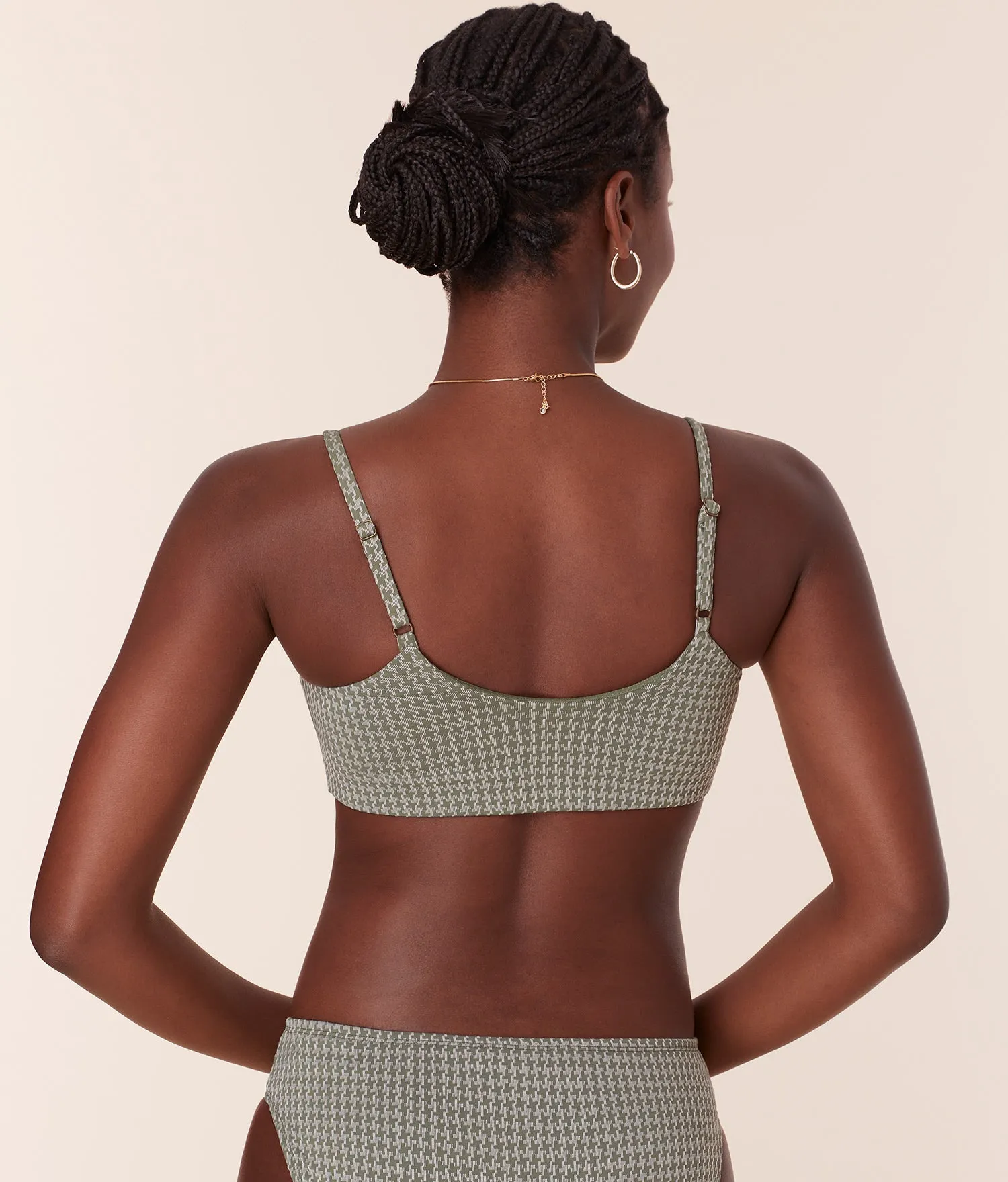 The Maui Bikini Top - Houndstooth - Seagrass