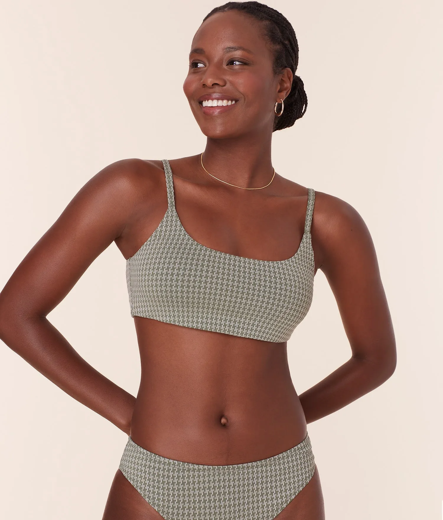 The Maui Bikini Top - Houndstooth - Seagrass