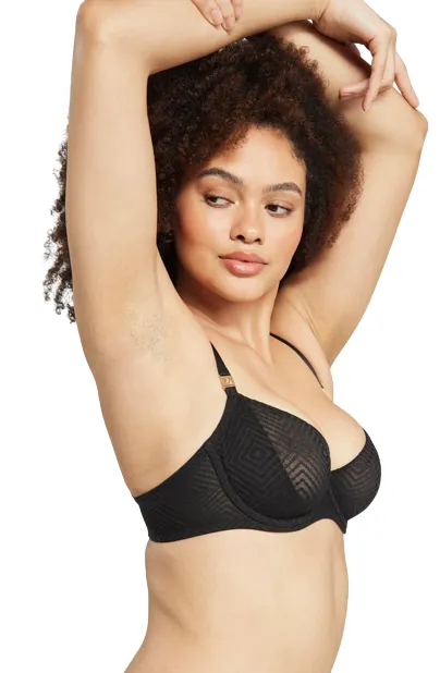 The Sheer Deco Lift Balcony Bra Black Up to GG Cup