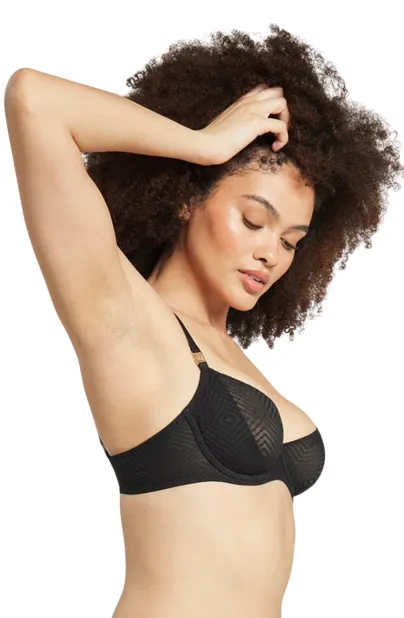 The Sheer Deco Lift Balcony Bra Black Up to GG Cup