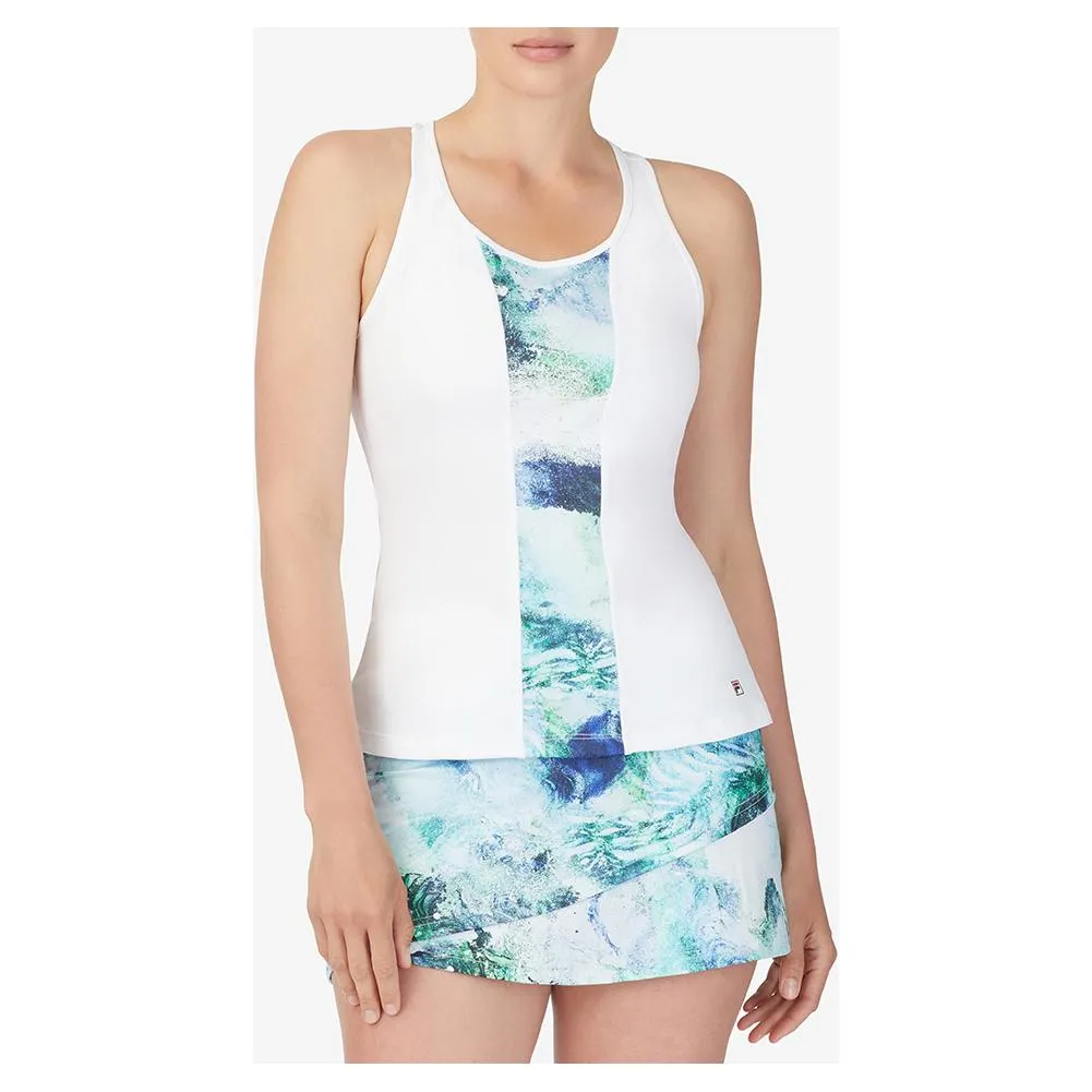 Women's Deuce Court Racerback Tennis Tank Watercolor and White